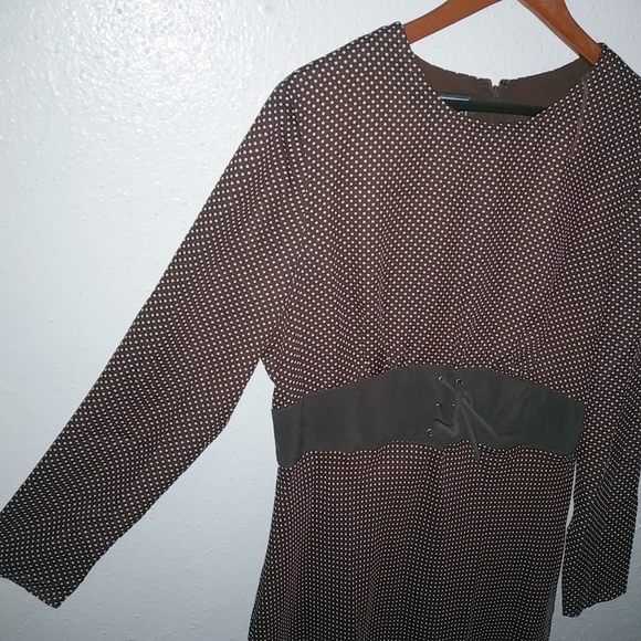 LNY Lennie 16 Gwennevere  Cappuccino Dot Dress Plus - Picture 3 of 10